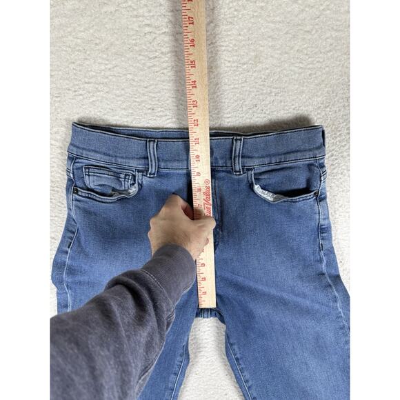 Theory Brand Jeans Womens 30x25 Blue Slim Straight Crop Medium Wash 5 Pocket - Picture 7 of 14